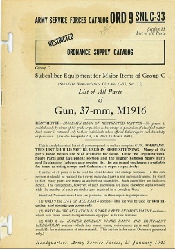 M1916 37mm gun parts catalog