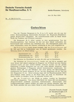 German testing reports on the Bergmann MP32 and MP34 (dated 1933 and 1934)