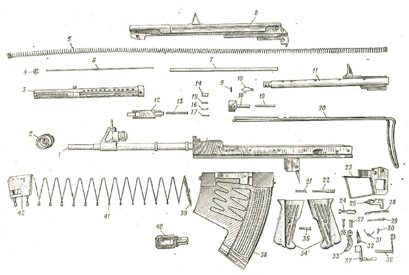 Russian APS underwater rifle - exploded view