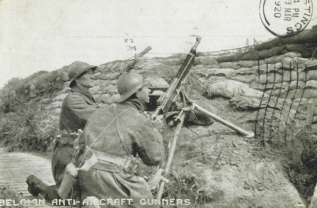 Belgian Antiaircraft gunners with a M1895/14 Colt Potato Digger