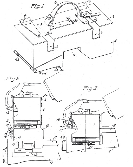 Patent drawings for a Browning 1919 saddle magazine