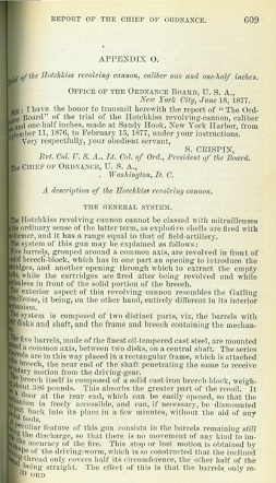 Hotchkiss Revolving Cannon test report, US Ordnance Board (English, 1877)