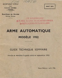 Arme Automatique Modele 52 Guide Technique Sommaire (French, 1956)