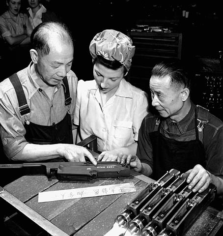Chinese Bren markings being scribed at the Inglis factory