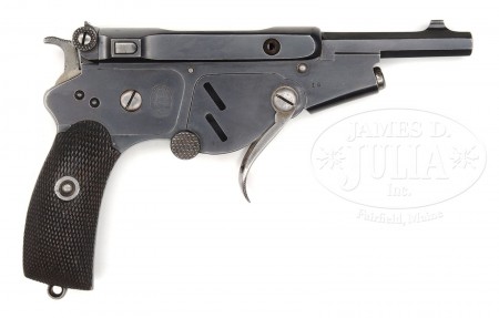Bergmann No.2 pistol in 5mm Bergmann, with folding trigger