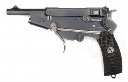 Bergmann No.2 pistol in 5mm Bergmann, with folding trigger