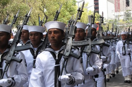 Mexican Navy during parade with Galil AR rifles