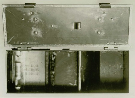 Browning 1919 experimental belt box - top, open