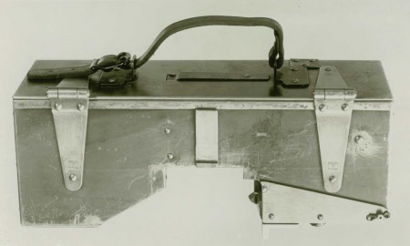 Browning 1919 experimental belt box side view
