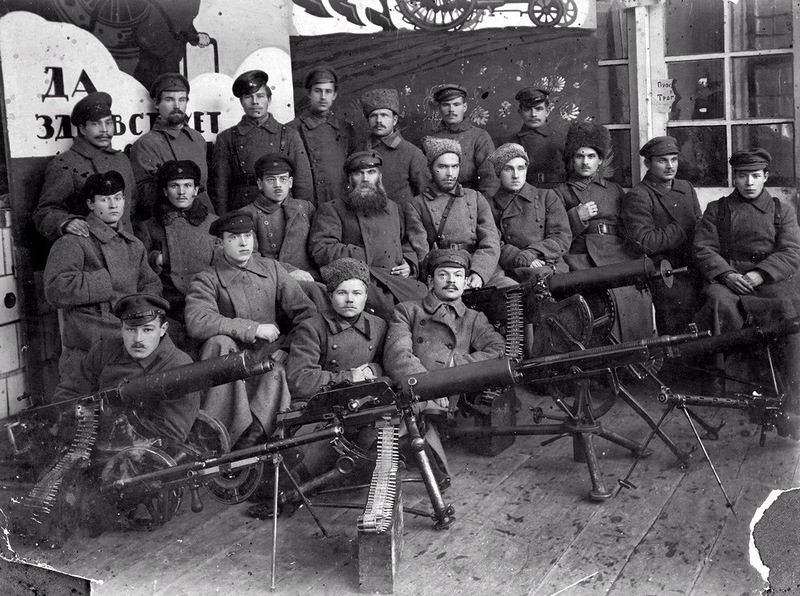An assortment of machine guns from the Russian civil war.