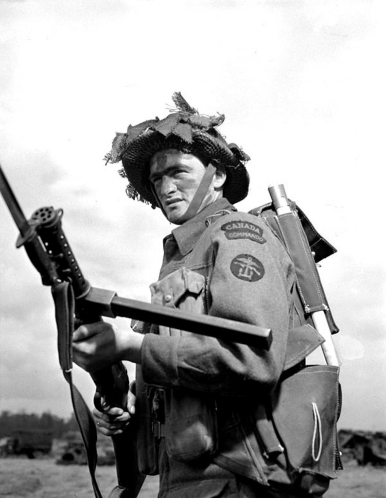 Canadian Commando with a Lanchester SMG