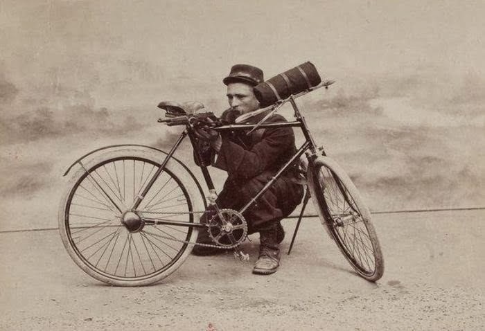 French bicycle soldier with an 1892 Berthier carbine