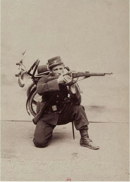 French bicycle soldier with an 1892 Berthier carbine