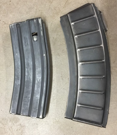 XM-19 magazine (right) with AR-15 magazine for scale