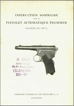 Brief Manual for the Frommer 1910 (French)