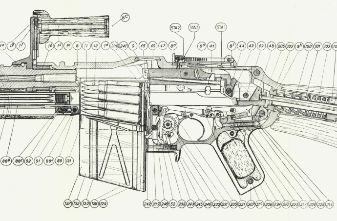 FN-D cutaway showing action and trigger mechanism FN-D cutaway showing action and trigger mechanism