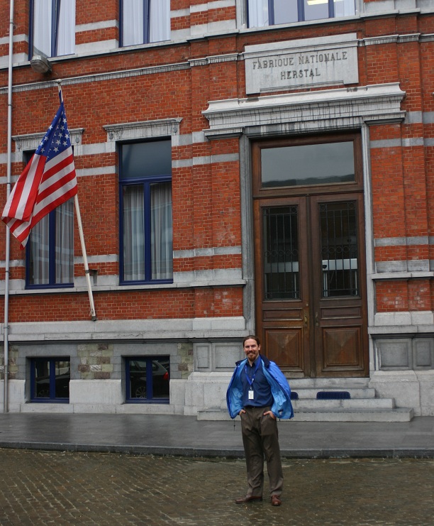 Ian at the main building of FN Herstal