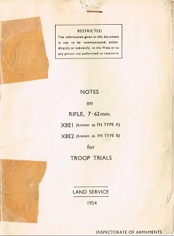 Notes on Rifle, 7.62mm, X8E1 and X8E2 for Troop Trials (English, 1954)