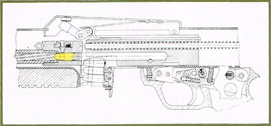 Benelli CB-M2 mechanism cutaway view Benelli CB-M2 mechanism cutaway view