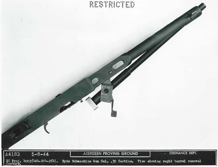 Quick-change barrel on Hyde's 1944 carbine