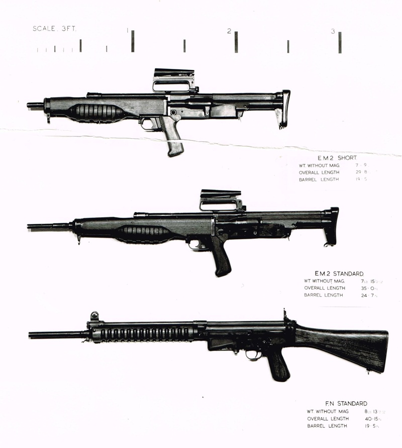 Shorty EM2 with regular EM2 and early FAL Shorty EM2 with regular EM2 and early FAL