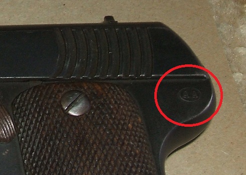 Manufacturer's code on a Spanish Eibar/Ruby pistol Manufacturer's code on a Spanish Eibar/Ruby pistol