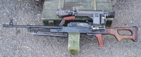 PKMN machine gun with night vision scope