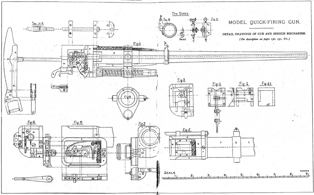 Model quick-fire cannon drawings