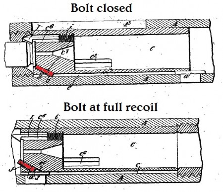 Maxim-Silverman 1896 pistol ejector mechanism