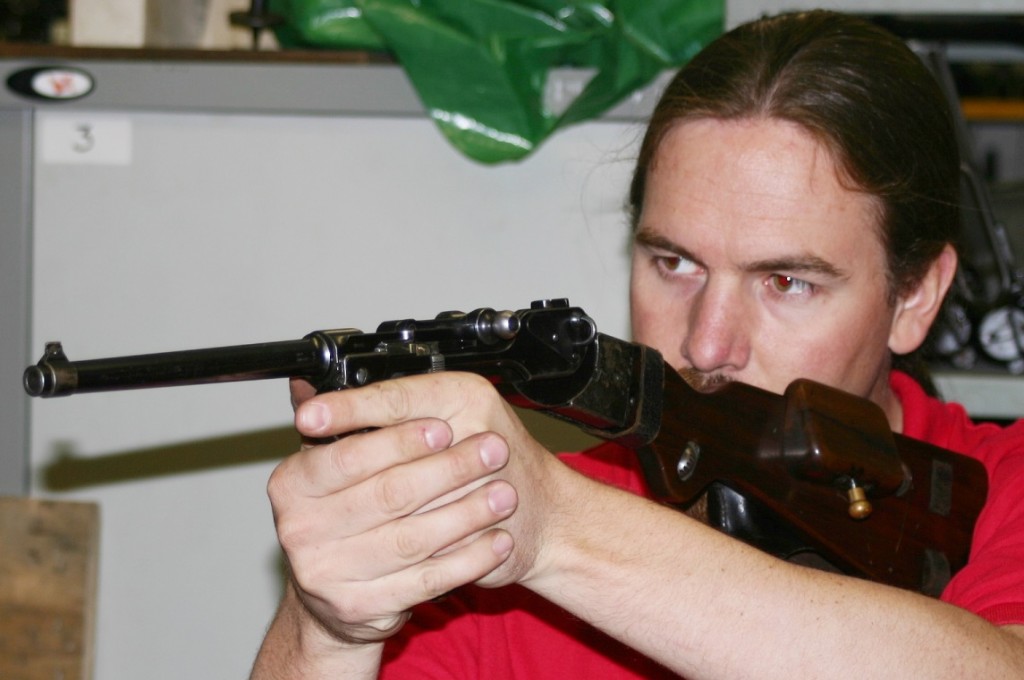 Ian with a stocked C93 Borchardt pistol