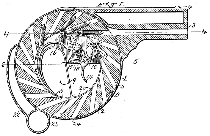 Revolver design by WB McCarty, 1908