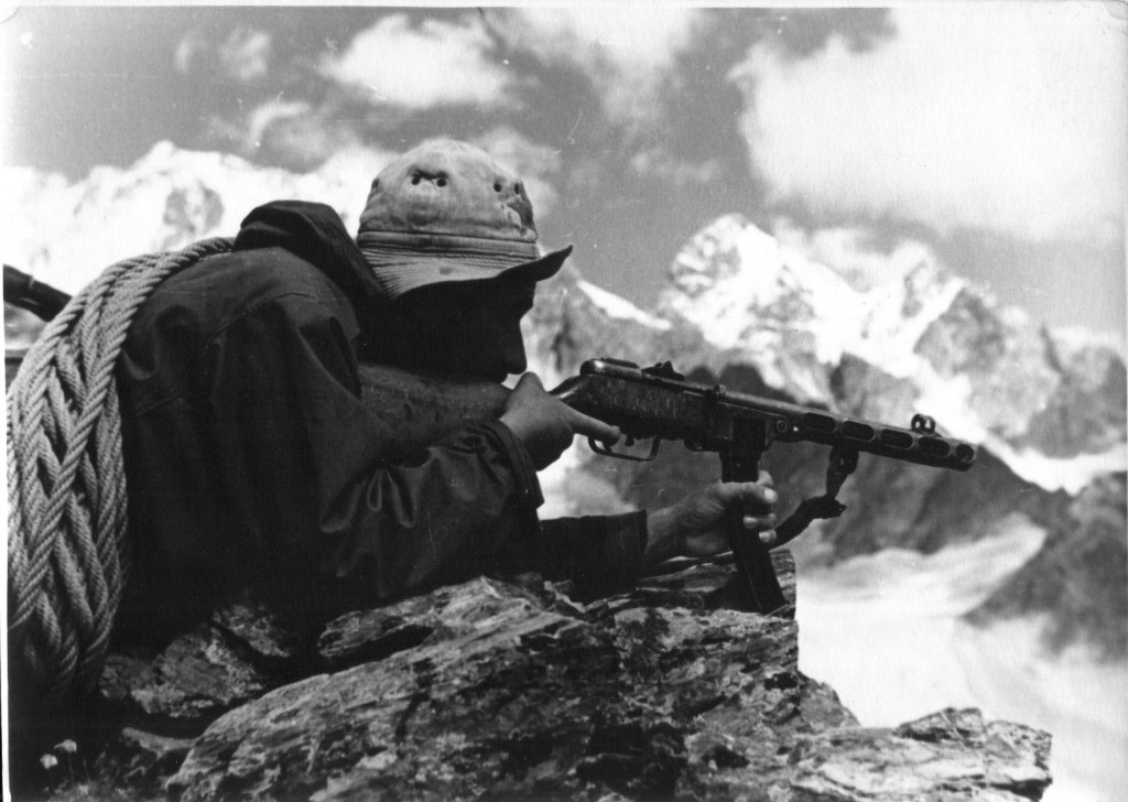 Alpine soldier with a PPSh-41 submachine gun