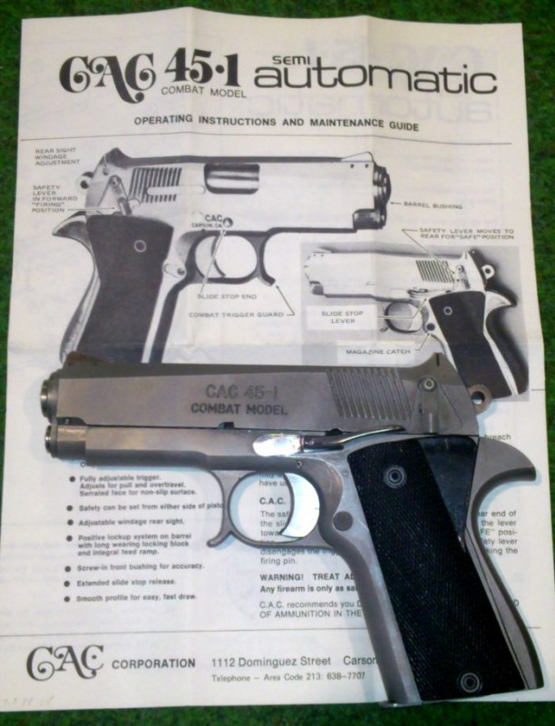 Mossberg CAC-45 with instruction pamphlet