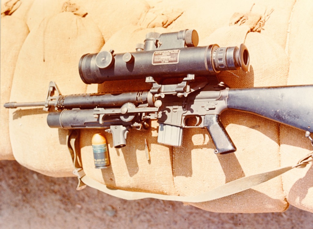 M16 with XM148 grenade launcher and Starlight scope