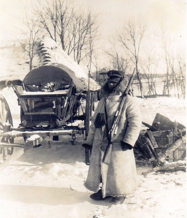 German sentry with a Mosin Nagant rifle, WWI