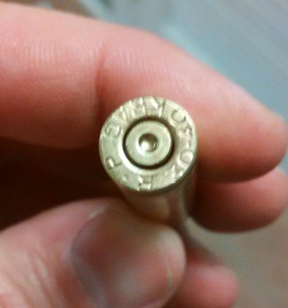 Case fired immediately before the one that blew up. Note the .30-40 headstamp.