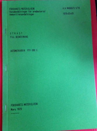 FFV-890C "Utkast" (draft) manual, dated 1979