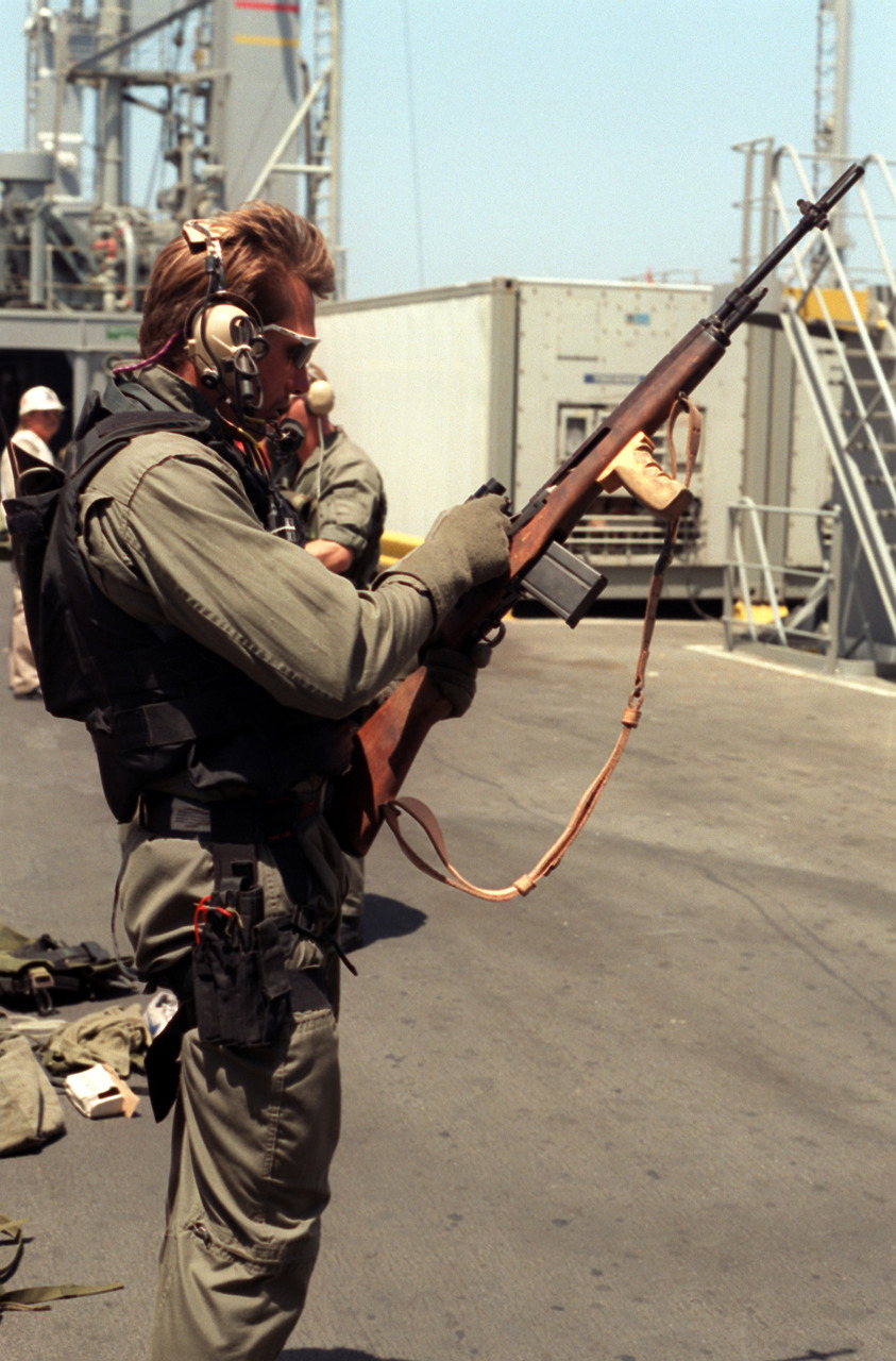 SEAL Team 8 member with his M14 during Desert Storm